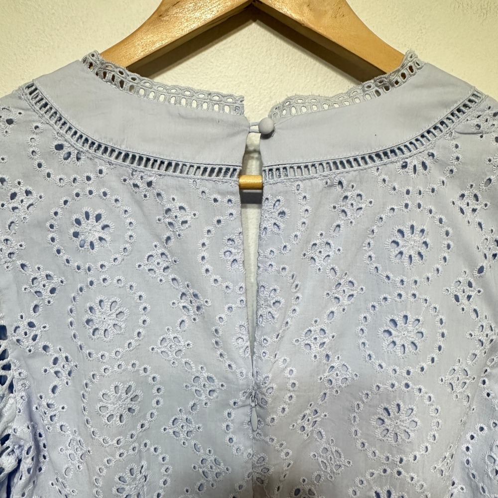Banana Republic Eyelet Lace Puff Sleeve Mini Dress Womens 6 Preppy Cottage Party - Picture 12 of 13